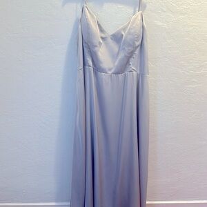 Kennedy Blue Silver Satin Heart Line Dress - Plus Size